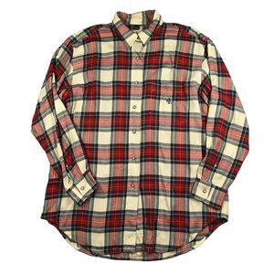 Ralph Lauren Women's Sleep Shirt PJ Ivory Red Plaid Large LRL Monogram 30" L